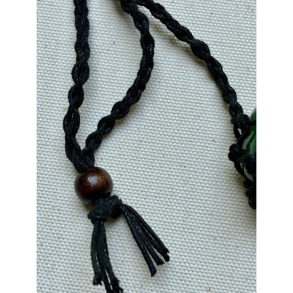 Natural Green Tumbled Stone Macrame Adjustable Cord Necklace Crystal Healing